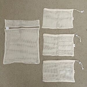 100% Cotton mesh laundry bags washing machine, lingerie delicates travel storage